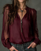 THE JACKY - 1/2 ZIP BLOUSE