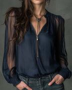 THE JACKY - 1/2 ZIP BLOUSE