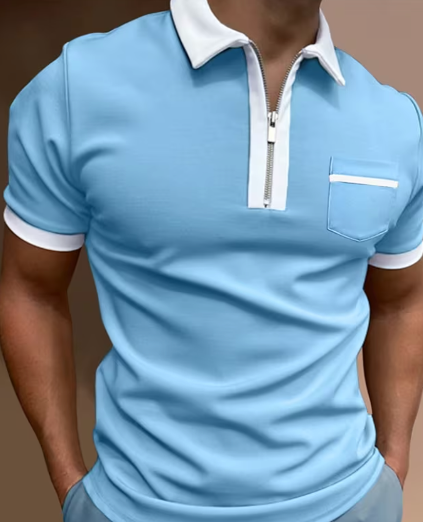 THE LOUIS - HALF ZIP POLO - NOBLE