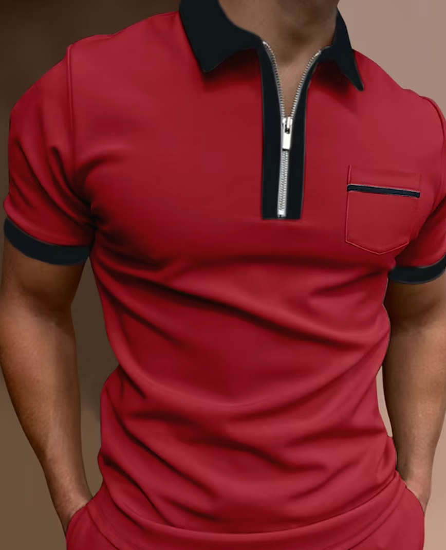 THE LOUIS - HALF ZIP POLO - NOBLE